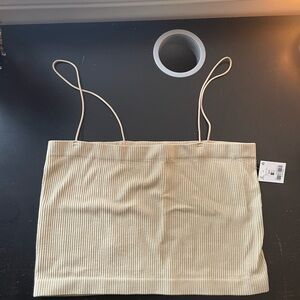 Beige Ribbed Crop Top